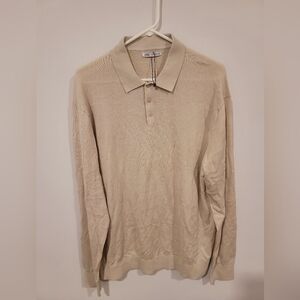 Zara men's polo long sleeves| Tan color | size XL NWOT